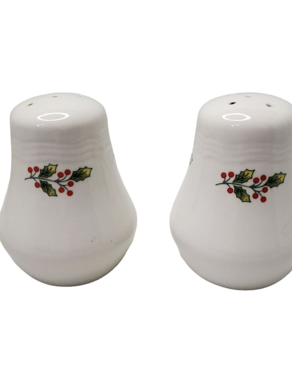 vintage large porcelain holly pattern salt and pepper shakers
